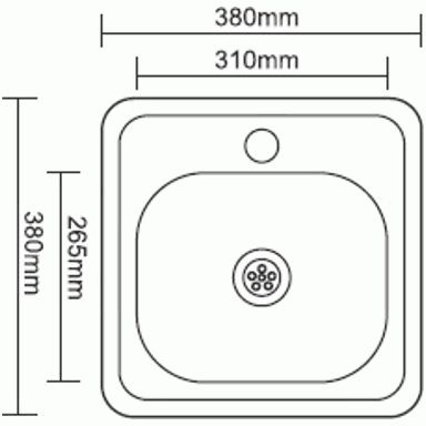 мойка нерж.врез. LEDEME 380*380*160 (0, 6мм) выпуск 3 1/2" ГЛЯНЦЕВАЯ L93838-6