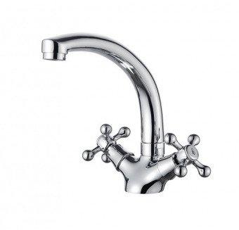 смеситель кухня LEDEME крест керамика литой излив, цинк L4408