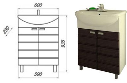 тумба Штрокс 60 (Уют 60) напольная, венге темный без умывальника