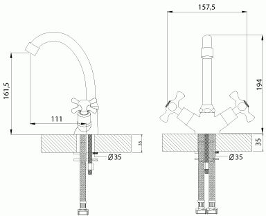 смеситель умывальник ROSSINKA с поворотным изливом 220мм, керамика, H02-62