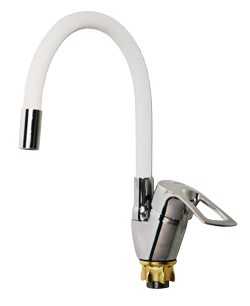 6448  VIKO кухня боковой с белым гибким изливом ф40, цинк, с гайкой 