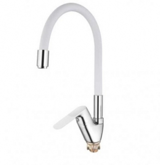 смеситель кухня LEDEME картридж д.35мм, гибкий шланг, боковой, белый, L4153-3