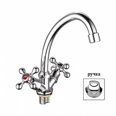 смеситель кухня LEDEME крест гайка керамика (цинк) L4926