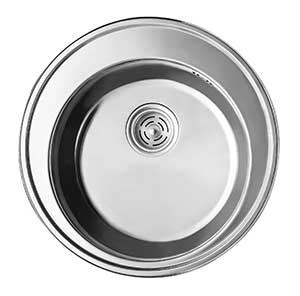 Мойка-Нерж "KAISER" врезная Ø510x180*0.8mm (круглая) чаша Ø390мм, хром