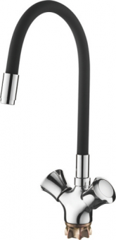 смеситель кухня LEDEME , гибкий шланг, крест, черный , L4022-2