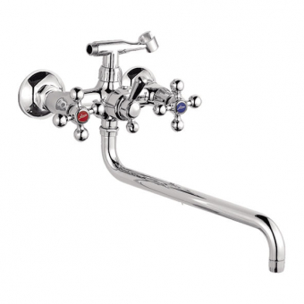 смеситель ванна LEDEME длинный излив с шаровым переключателем керамика L2619-2