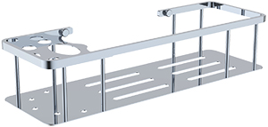 5260  Полка настенная прямая KAISER 400х130х86 с держателем для зуб. щеток Chrome (нерж. сталь)