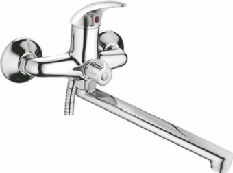 смеситель ванна LEDEME картридж д.40мм длинный излив L30F дивертор в корпусе силумин L2238-B 