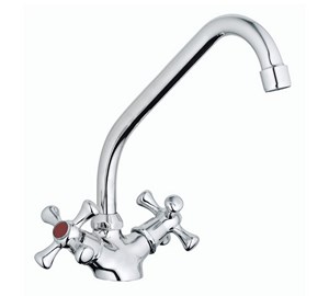 1553  VIKO кухня крест, цинк, изогн. излив, 24 шлица Chrome