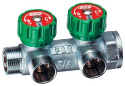 Коллектор 1" х М24х19 (метрическая резьба)  2- вых. 