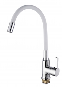 4044  VIKO кухня боковой с белым гибким изливом Ф35, цинк, с гайкой 