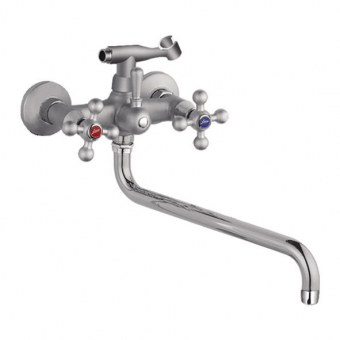 смеситель ванна LEDEME круглый излив крест ретро матовый керамика L2619-1