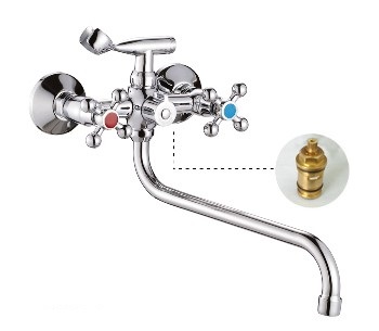 2325  VIKO ванна крест (кер/перекл.) круглый излив 35см (латунь)