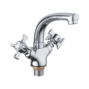 смеситель умывальник LEDEME литой излив, крест, керамика, с гайкой, цинк L1311-2