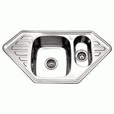 мойка нерж.врез.трапеция LEDEME 950*500*180 (0, 8мм) выпуск 3 1/2" ДВОЙНАЯ ГЛЯНЦЕВАЯ L99550B