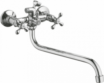 смеситель ванна LEDEME крест керамика с длинным изливом и аксессуарами L2508