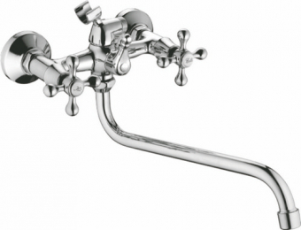 смеситель ванна LEDEME крест керамика с длинным изливом и аксессуарами L2108