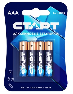 Алкалиновые батарейки СТАРТ LR03-BL4 BLUE ААА 40/720