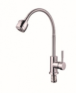 4414  VIKO кухня боковой с гибким изливом Ф35 с гайкой (нерж. сталь)/Silver