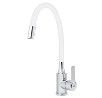 4434  VIKO кухня боковой с белым гибким изливом Ø35, нерж. сталь, с гайкой, Chrome