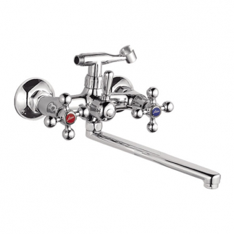 смеситель ванна LEDEME длинный излив крест L-30 керамика L2319