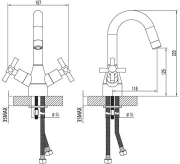 смеситель умывальник LEMARK Neo поворотный излив LM2207С