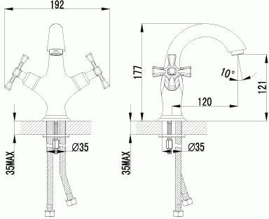 смеситель умывальник LEMARK Benefit двухручковый монолитный LM2506C