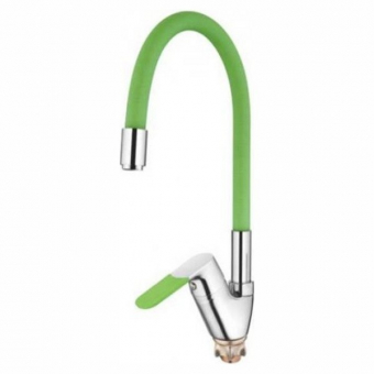 смеситель кухня LEDEME картридж д.35мм, гибкий шланг, боковой, зелёный, L4153-5