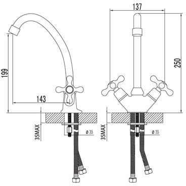 смеситель кухня LEMARK Standard поворотный излив 250мм LM2104C