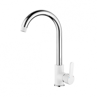 смеситель кухня LEDEME картридж д.35мм, с гайкой, белый, L4003W