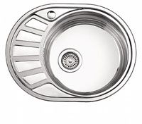 мойка нерж.врез.овал LEDEME 570*450*180 (0, 8мм) выпуск 3 1/2" правая чаша ДЕКОР L65745-R