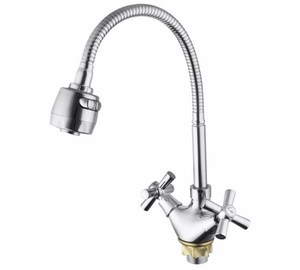 1443  VIKO кухня крест, цинк, с гибким изливом, 24 шлица Chrome