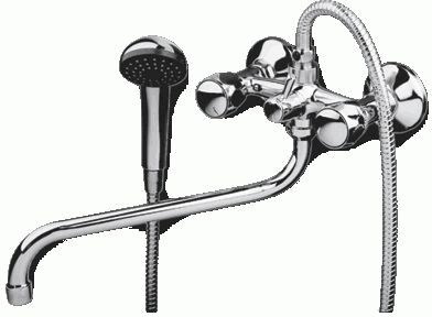 смеситель ванна Expromt пласт.ручка Глобо/Globo 3/8" керамика, перекл.душа картридж Ex211.1-03 латунь