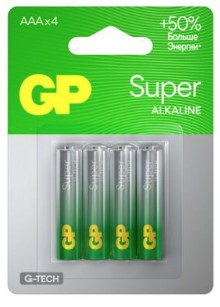Алкалиновые батарейки GP Super Alkaline G-Tech 24А ААA - 4 шт. на блистере