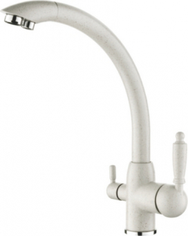 смеситель кухня LEDEME картридж д.35мм, с выходом питьевой воды, молочно-матовый L4455W-3