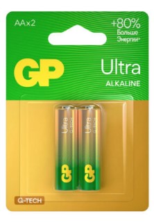 Алкалиновые батарейки GP Ultra Alkaline G-Tech 15А AA - 2 шт. на блистере