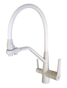 5504  VIKO кухня боковой под фильтр Ø35 (латунь) с гибким белым изливом White