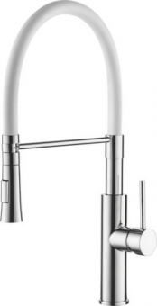 смеситель кухня  LEDEME гибкий шланг белый/хром L4097-3