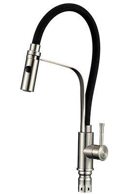 4498  VIKO кухня боковой с чёрным гибким изливом Ø35, нерж. сталь, с гайкой Silver