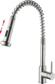 смеситель кухня LEDEME с выдвижной лейкой, картридж 35мм, нержавейка, L76005