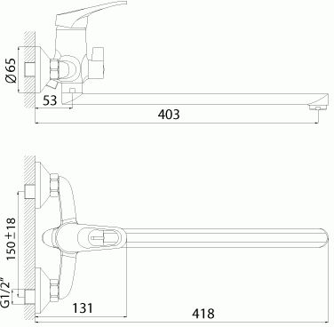 смеситель ванна ROSSINKA картридж д.35мм с плоским изливом 350мм, B35-32