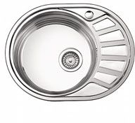 мойка нерж.врез.овал LEDEME 575*450*180 (0, 8мм) выпуск 3 1/2" левая чаша ГЛЯНЦЕВАЯ L85745-L