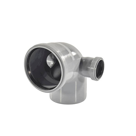 Отвод PP-H с выходом сер б/н Дн110х50х87, 5гр лев/прав в/к BASE VALFEX 23123150