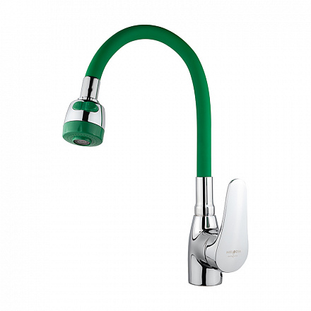 смеситель кухня MELODIA Ostessa/Остерия д.40мм гибк.излив 2 реж.зеленый/хром MDV40616Green