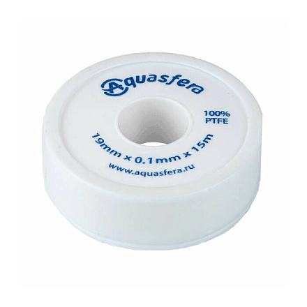 Лента ФУМ PTFE катушка 19ммх0, 1ммх15м вода 6020 Aquasfera 6020-03