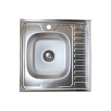 Мойка нерж AISI 201 накладн 600х600 0, 4мм лев б/сиф 1 1/2 Владикс V-203