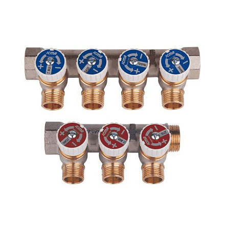 Коллектор лат клап рег 3/4" м/р 3в 1/2" н/р 37мм Icma 87227PB06