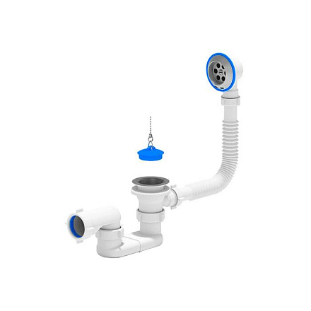 Сифон д/ванны плоск проб/цеп 1 1/2"x40 нерж/сетка АНИ Пласт E050