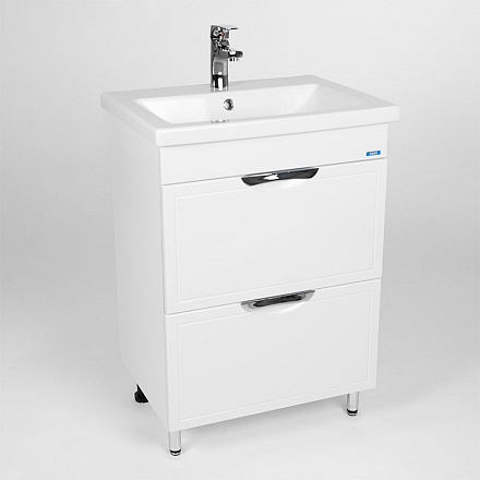 тумба Лима (COMO 60/Адриана 60) 2 ящика, белая 43х56х82 без умывальника
