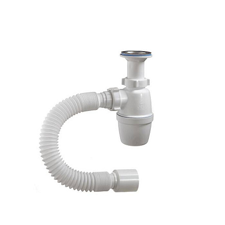 Сифон умыв бут лит/вып 1 1/2"x40 гофр 40х50 нерж/сет Орио А-402921